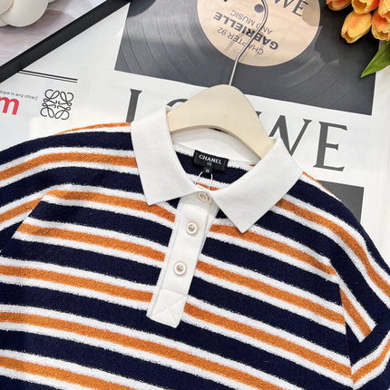 CHANEL 25S SHORT-SLEEVE STRIPED SHIRT 598