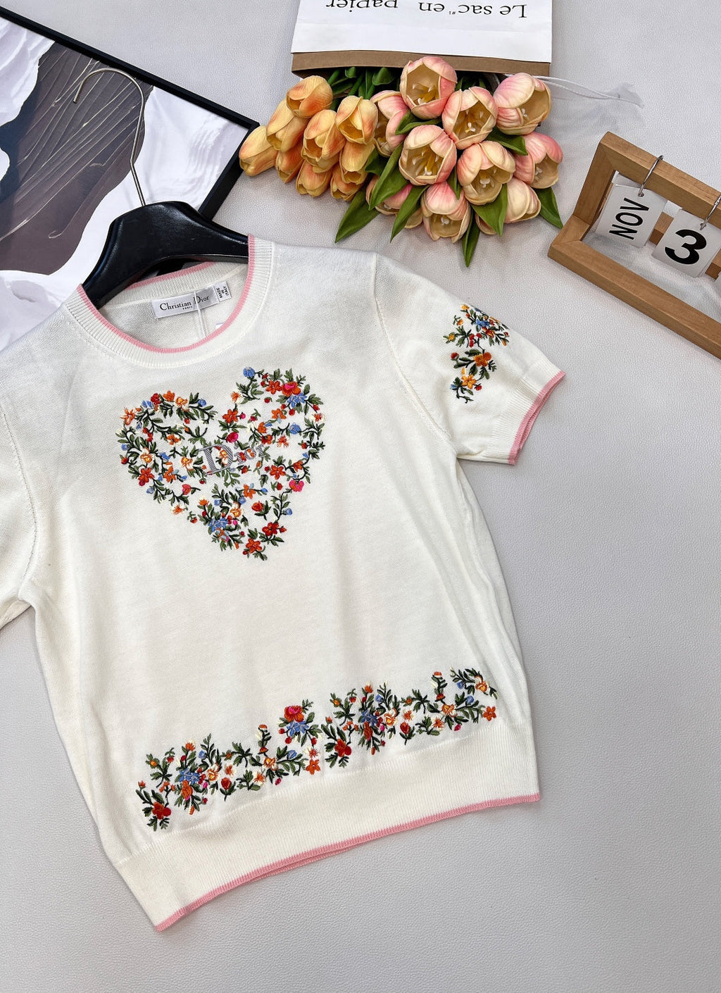 DIOR 26S SHORT-SLEEVE CREW-NECK KNIT T-SHIRT 1124