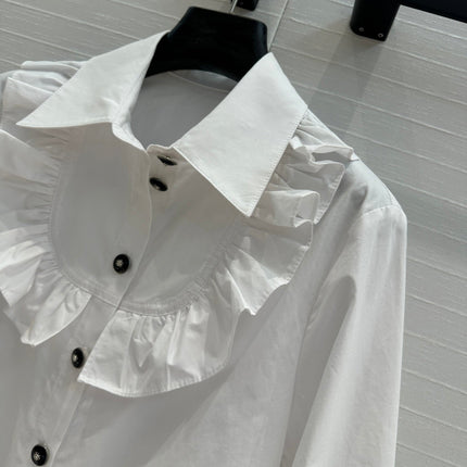 CC 25 Lace Collor Shirt White Cotton