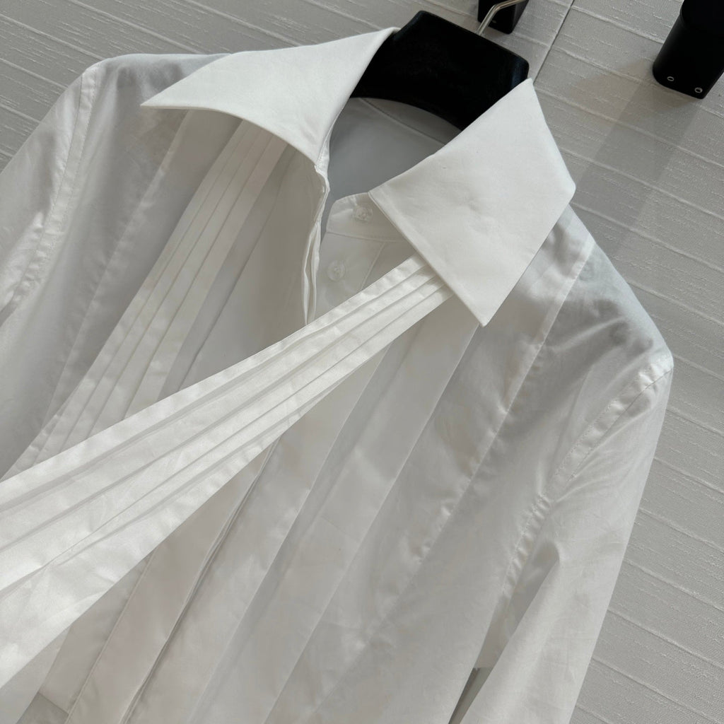 Loewe 25 Pleated Flower Knot Shirt White Cotton