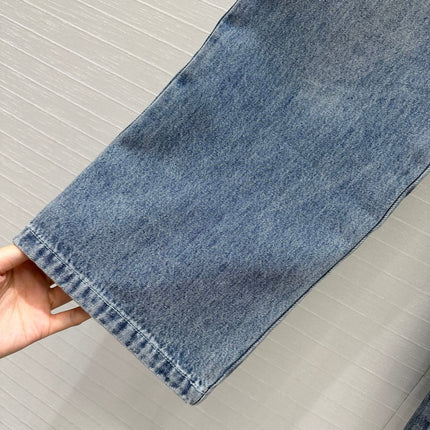 CC 25 Embroidered Pant Blue Denim Cotton