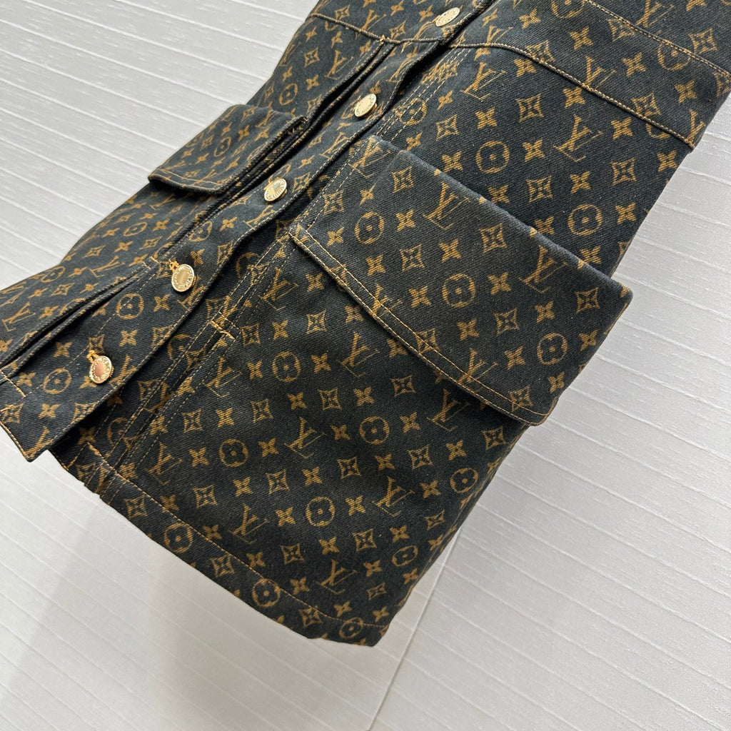 LV DENIM SLEEVELESS DRESS WITH LOGO 264410