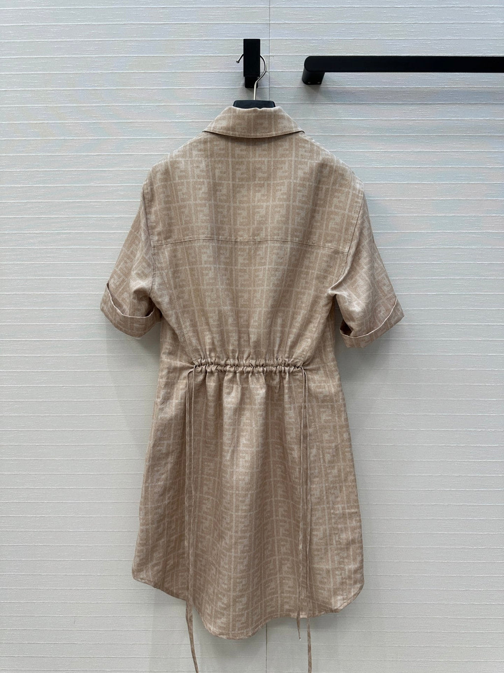 FENDI SHORT-SLEEVE SHIRT DRESS WITH DRAWSTRING WAIST 276180