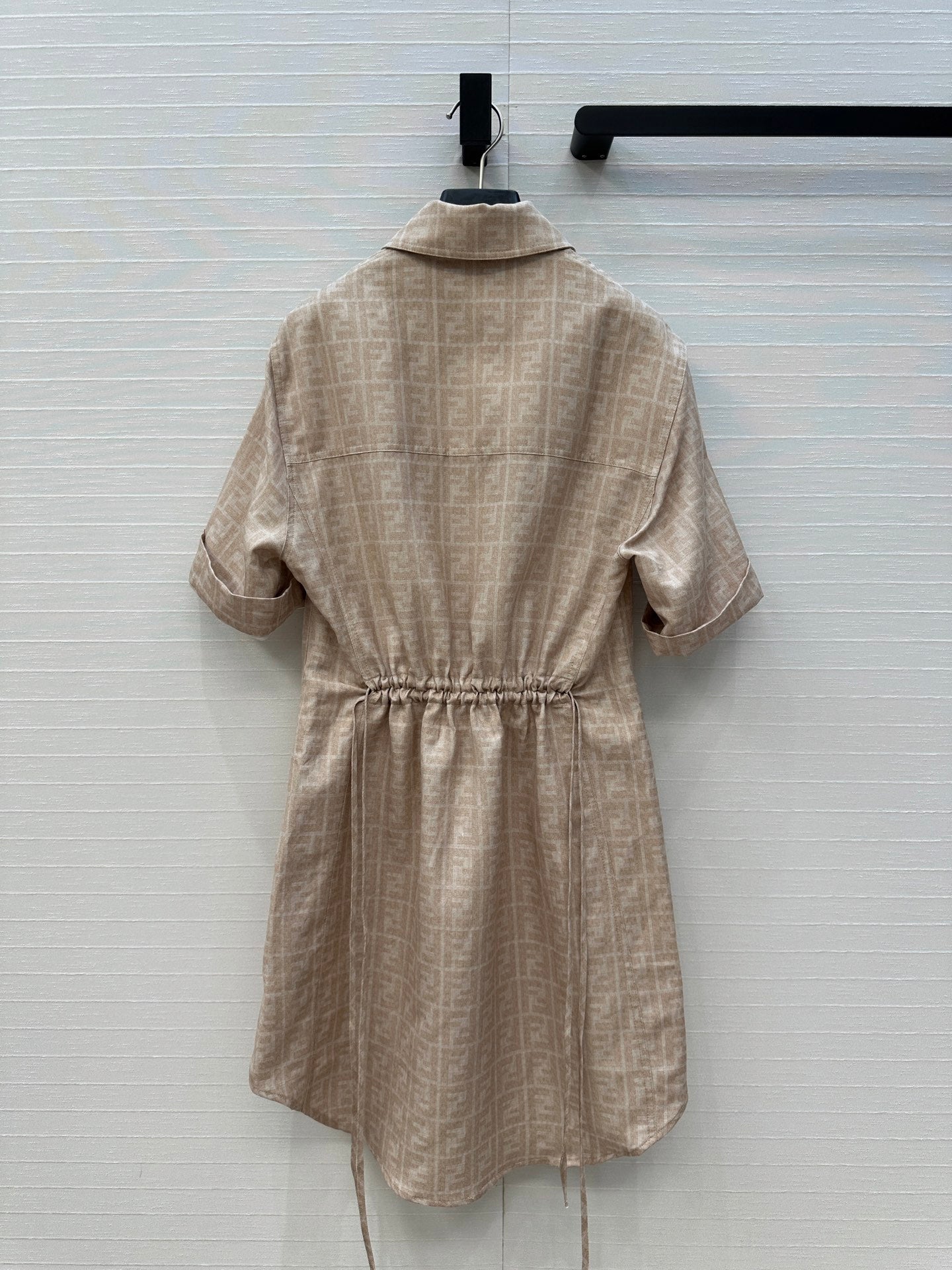 FENDI SHORT-SLEEVE SHIRT DRESS WITH DRAWSTRING WAIST 276180