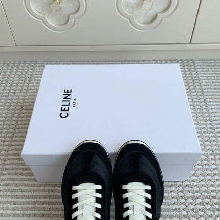 CELINE 26S TRIOMPHE RUNNER SNEAKERS IN BLACK NYLON AND SUEDE
