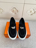 HM 25S SLIP-ON IN BLACK SUEDE WITH SILVER HARDWARE