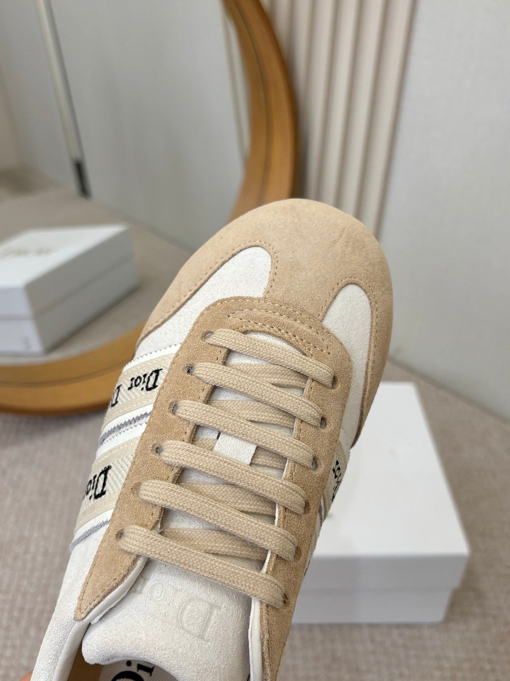 DIOR 26S SNEAKERS IN BEIGE MIX WHITE SUEDE