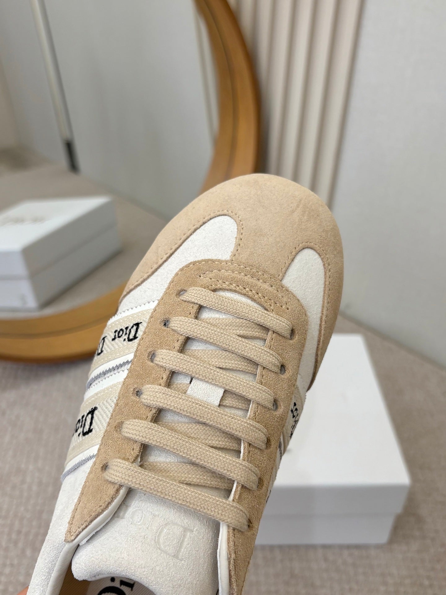 DIOR 26S SNEAKERS IN BEIGE MIX WHITE SUEDE