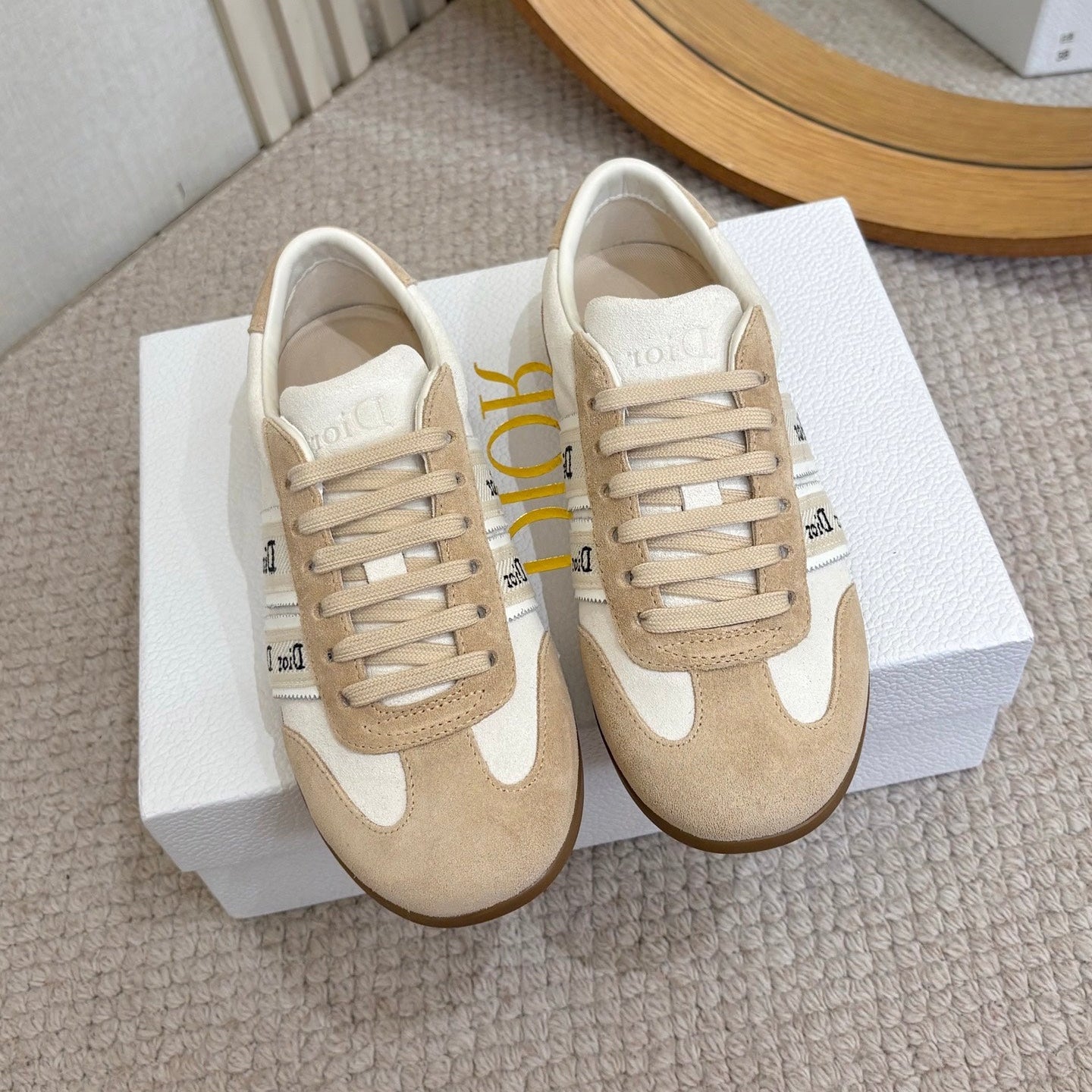 DIOR 26S SNEAKERS IN BEIGE MIX WHITE SUEDE