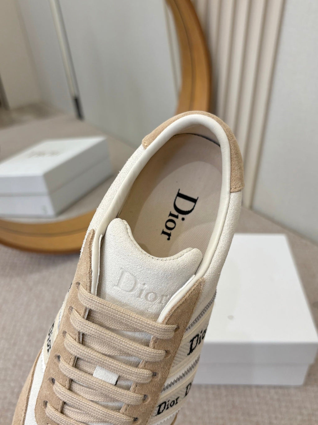 DIOR 26S SNEAKERS IN BEIGE MIX WHITE SUEDE