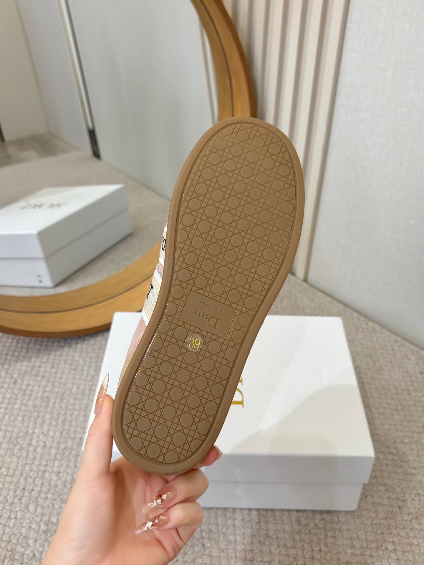 DIOR 26S SNEAKERS IN LIGHT PINK AND BEIGE SUEDE