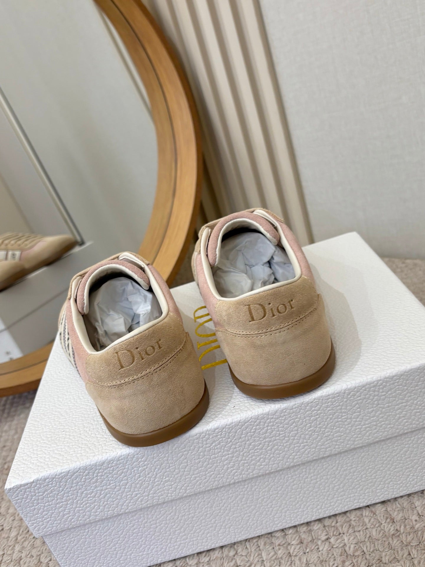 DIOR 26S SNEAKERS IN LIGHT PINK AND BEIGE SUEDE
