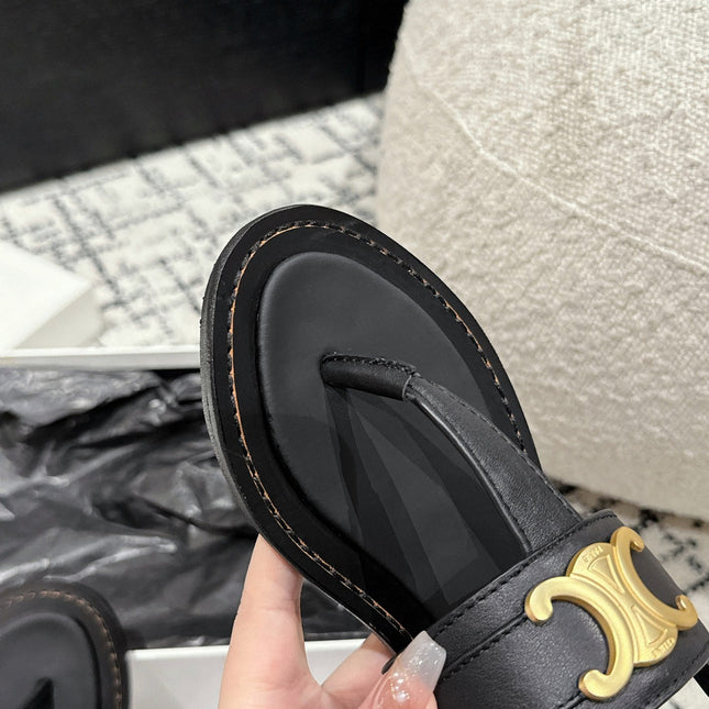THONG SANDAL IN BLACK CALFSKIN