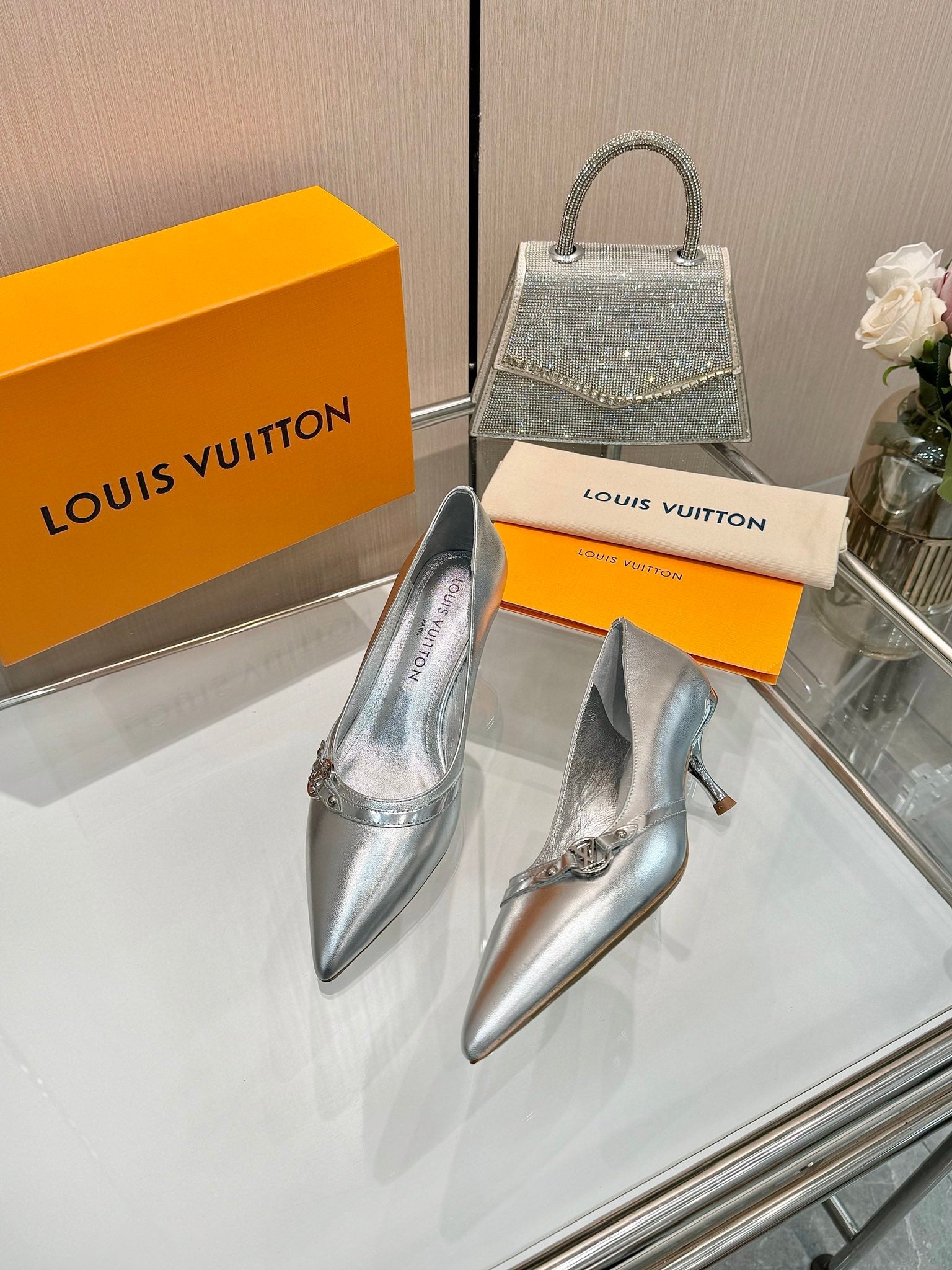 6AM HIGH HEELS 55 MM IN SILVER LAMBSKIN