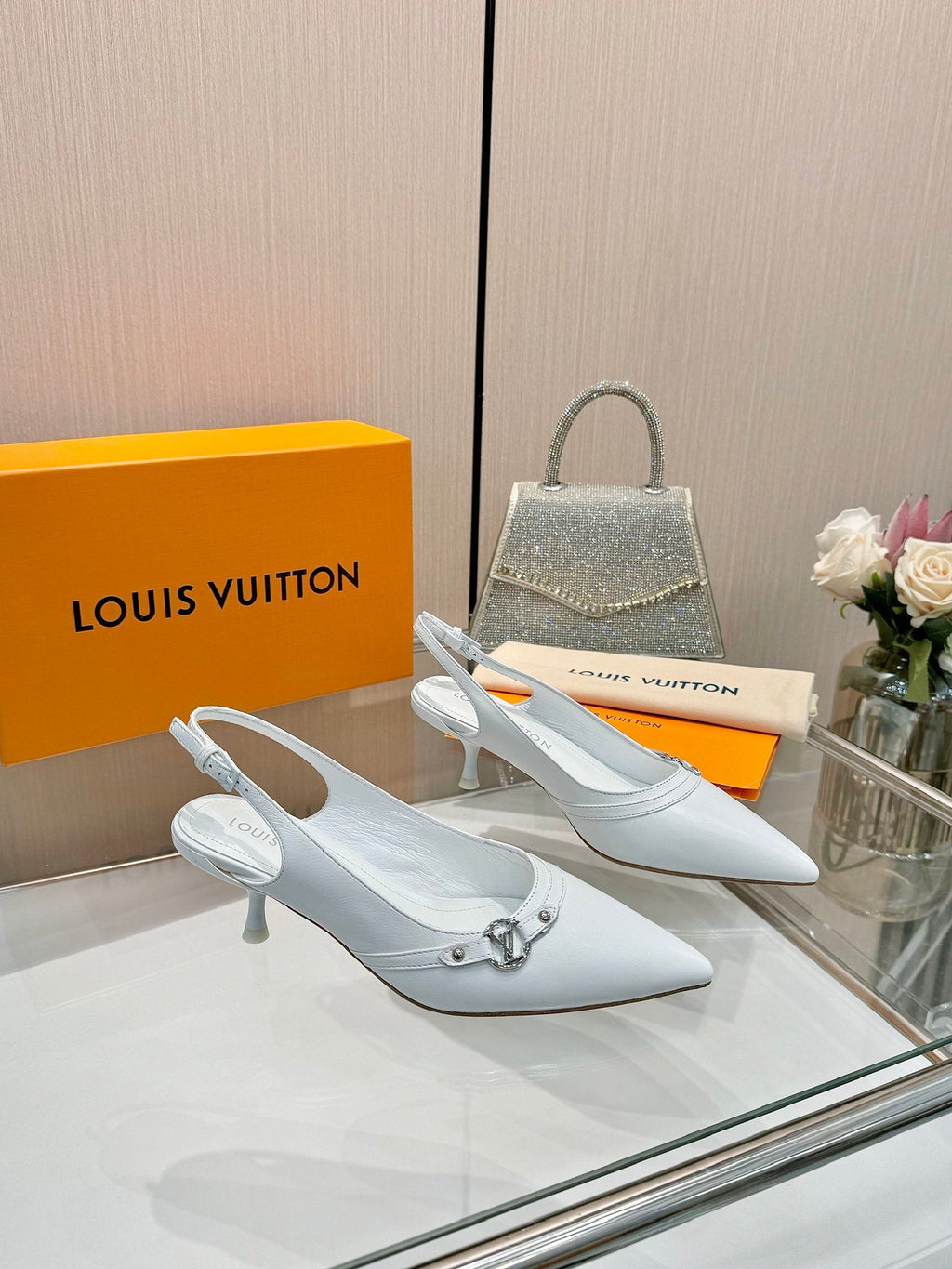 6AM SLINGBACK HIGH HEELS 55 MM IN WHITE LAMBSKIN