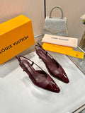 LV 26S SLINGBACK PUMPS 55 MM IN DARK RED CALFSKIN