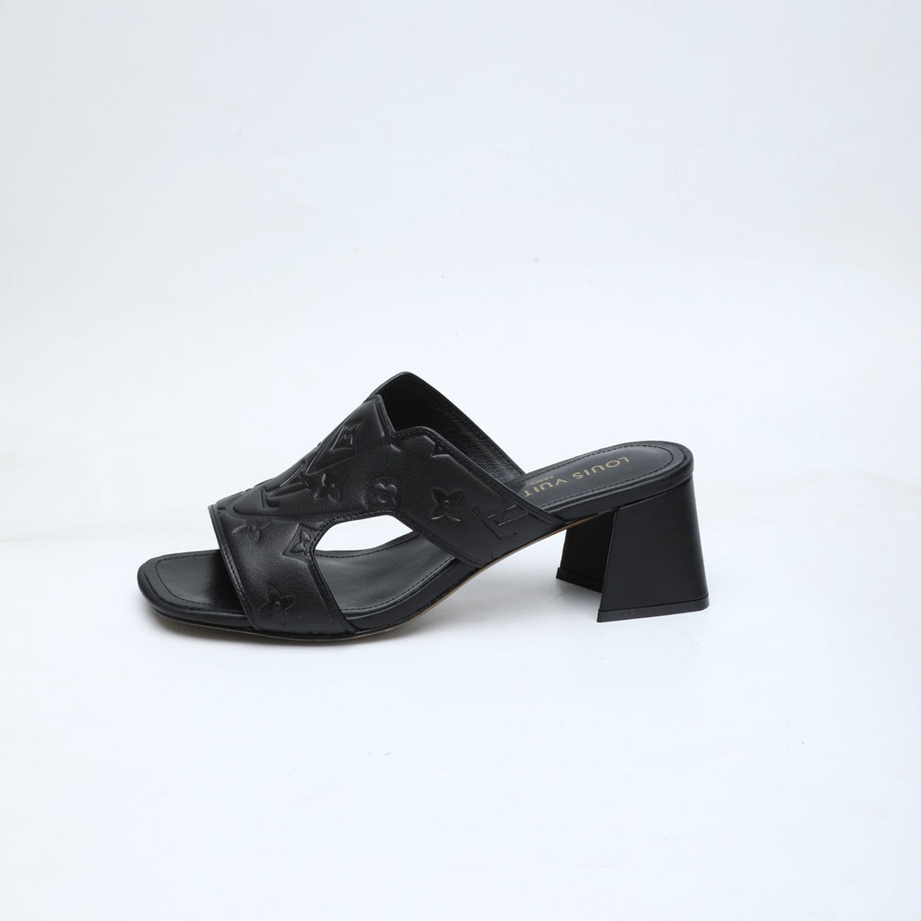 LV 26S HIGH-HEELED SANDALS 55 MM IN BLACK CALFSKIN