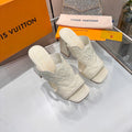 LV 26S HIGH-HEELED SANDALS 90 MM IN CREAM WHITE SHINY CALFSKIN