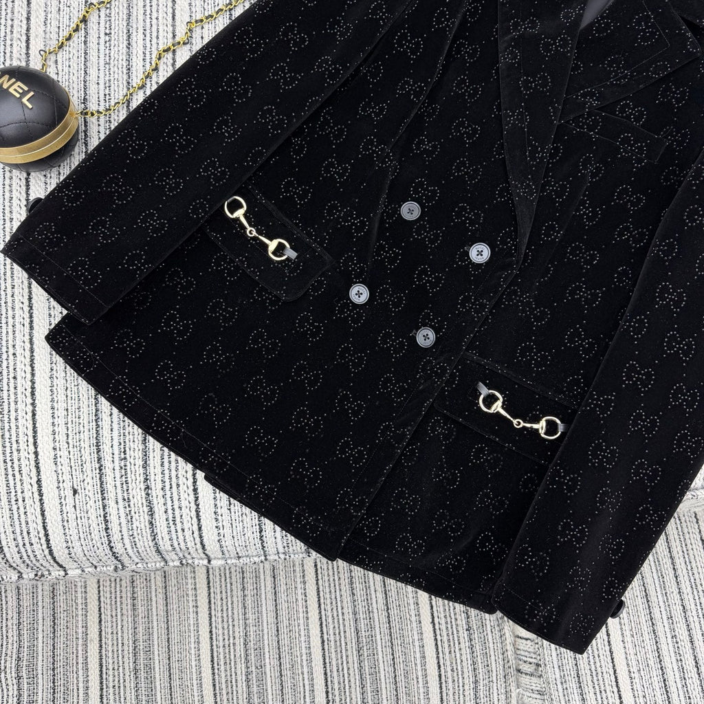 GUCCI 26S EMBELLISHED VELVET BLAZER 113