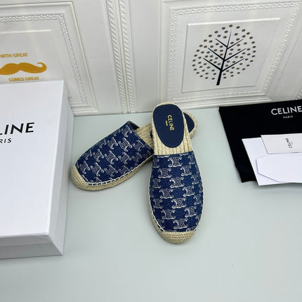 NEW FLAT FISHERMAN SANDALS NAVY BLUE COTTON CANVAS