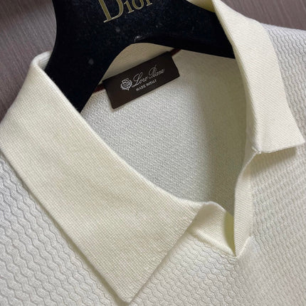 LORO PIANA 26S LONG-SLEEVE KNIT POLO SWEATER 909