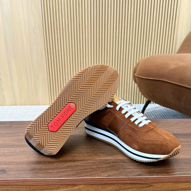 TOM FORD SNEAKERS IN TAN BROWN SUEDE 432168