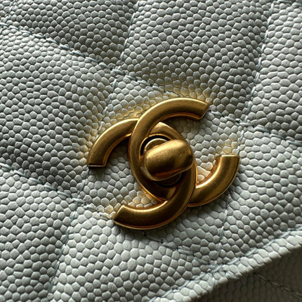 CHANEL 25S CLASSIC WALLET ON CHAIN 19 IN MINT GREEN PASTEL LAMBSKIN WITH GOLD HARDWARE