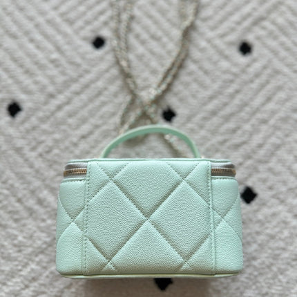 CHANEL 25S VANITY BAG 17 IN MINT GREEN CAVIAR LEATHER