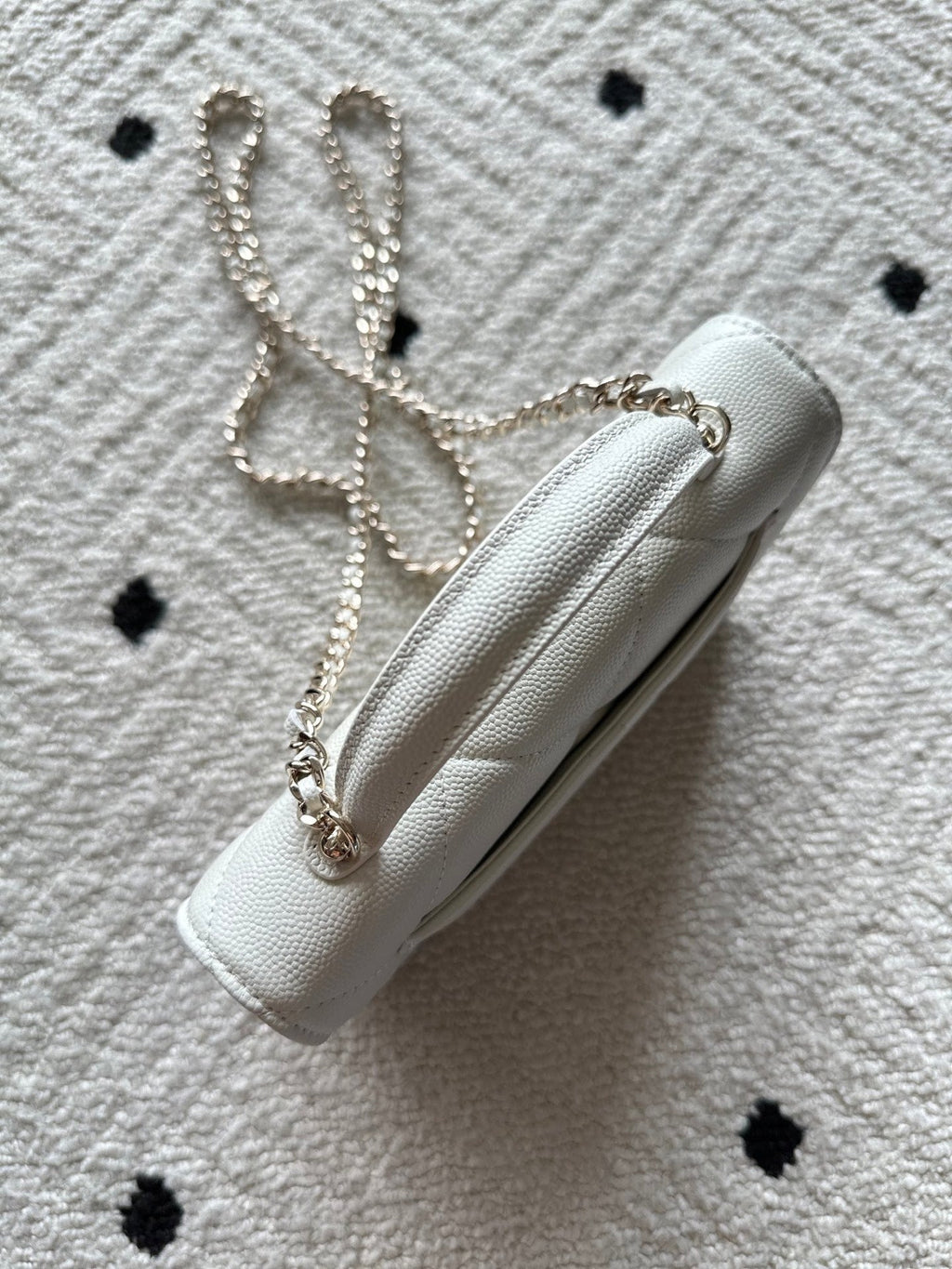 CHANEL 25S MINI FLAP BAG 19 IN WHITE CAVIAR LEATHER