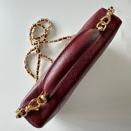 CHANEL 25S VANITY CLASSIC FLAP 19 IN DARK RED QUILTED CALFSKIN GOLD HARDWARE