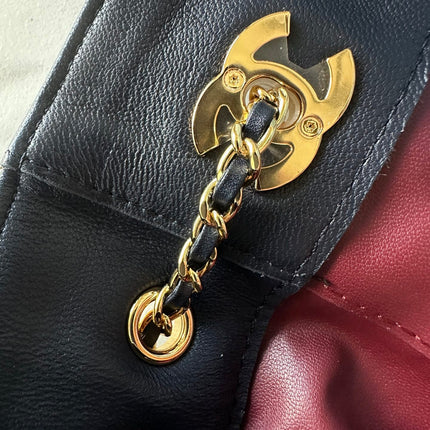 CHANEL 26S MINI BUCKET BAG 18 IN LIGHT BLUE QUILTED DENIM GOLD HARDWARE
