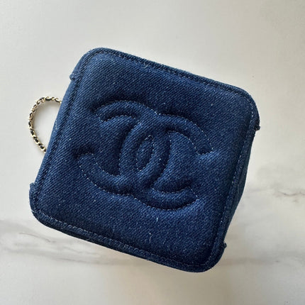 CHANEL 26S MINI BUCKET BAG 18 IN BLUE QUILTED DENIM GOLD HARDWARE