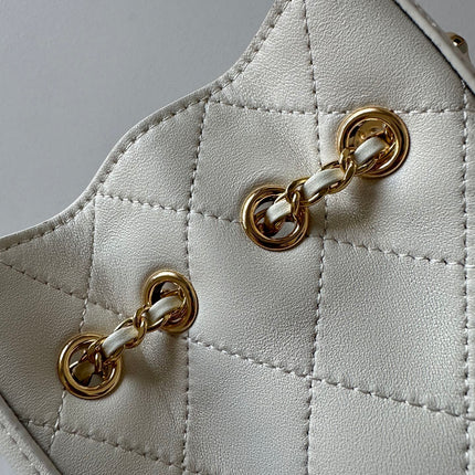 CHANEL 26S MINI BUCKET BAG 18 IN IVORY WHITE QUILTED CALFSKIN GOLD HARDWARE