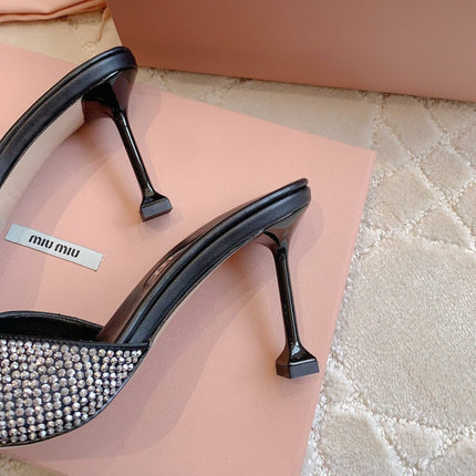 Black High - Heels Diamond Sheepskin