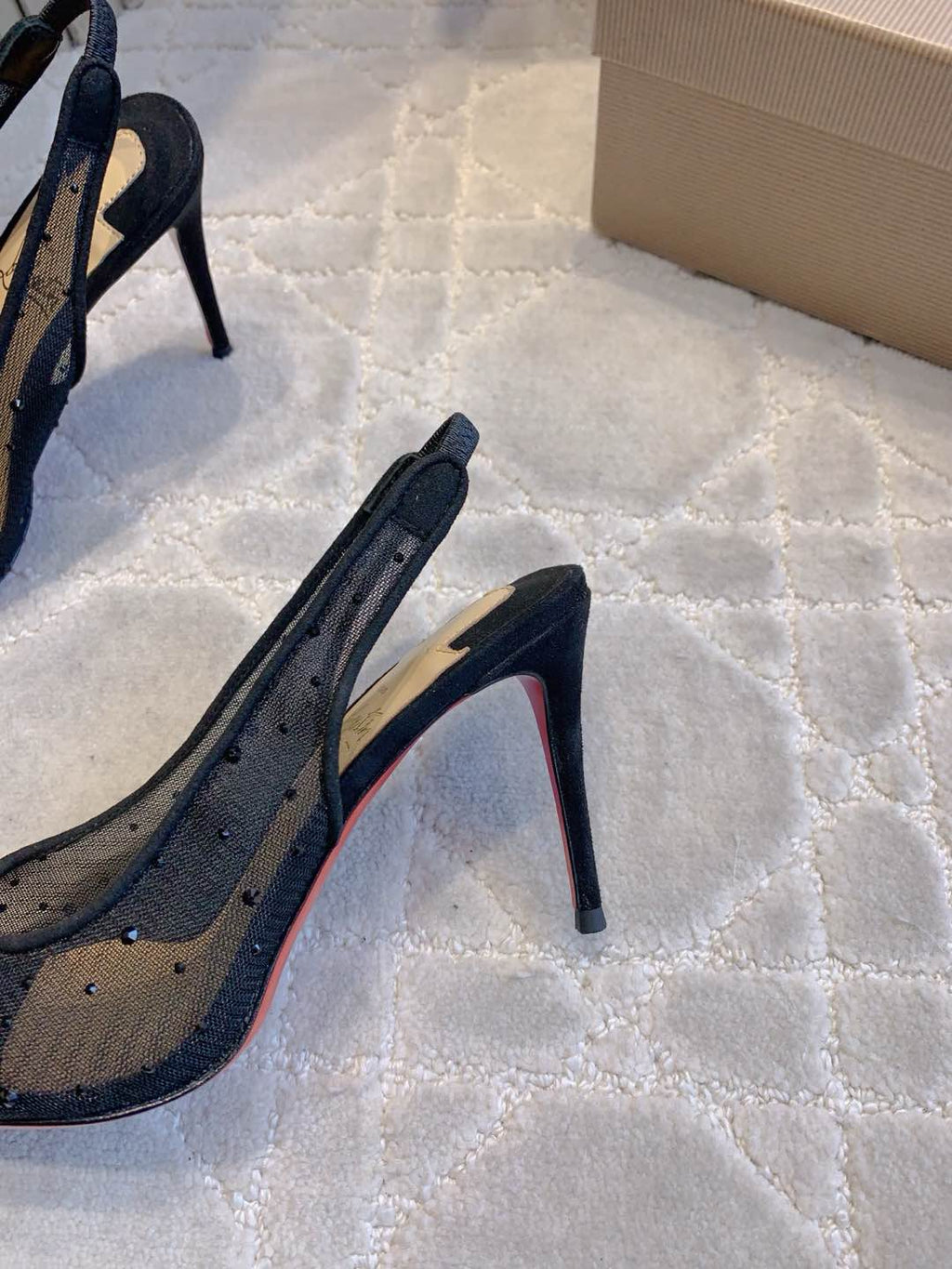 MISS Z SLINGBLACK PUMPS DAZZLING 85MM IN BLACK MESH AND STRASS