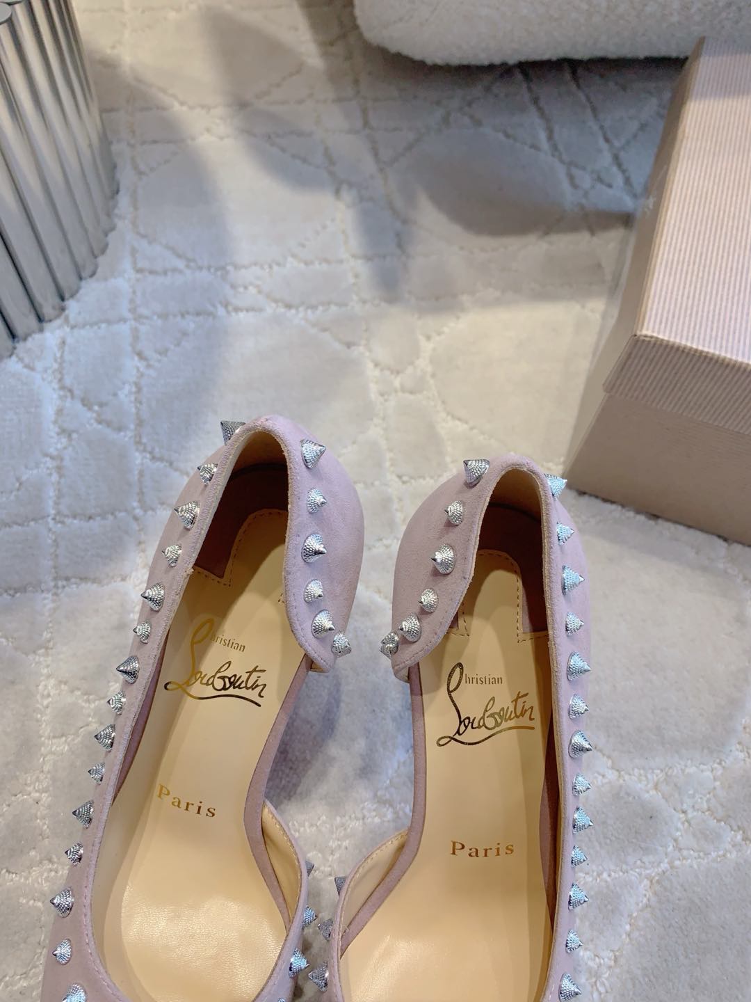 IRIZA PUMPS 85MM IN LIGHT PURPLE SUEDE SILVER SPIKES