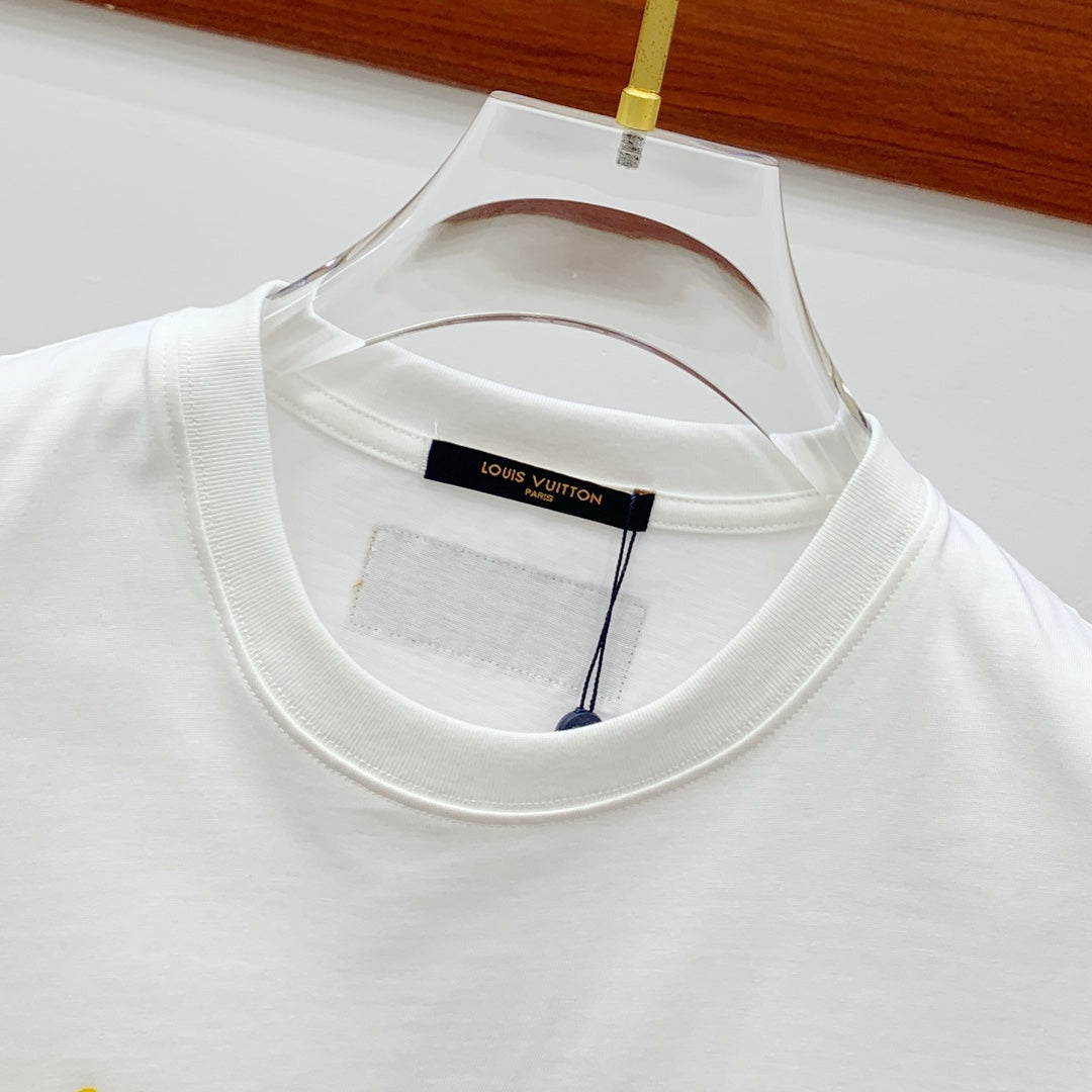 LV T-SHIRT COLORFUL LOGO IN WHITE COTTON 238876