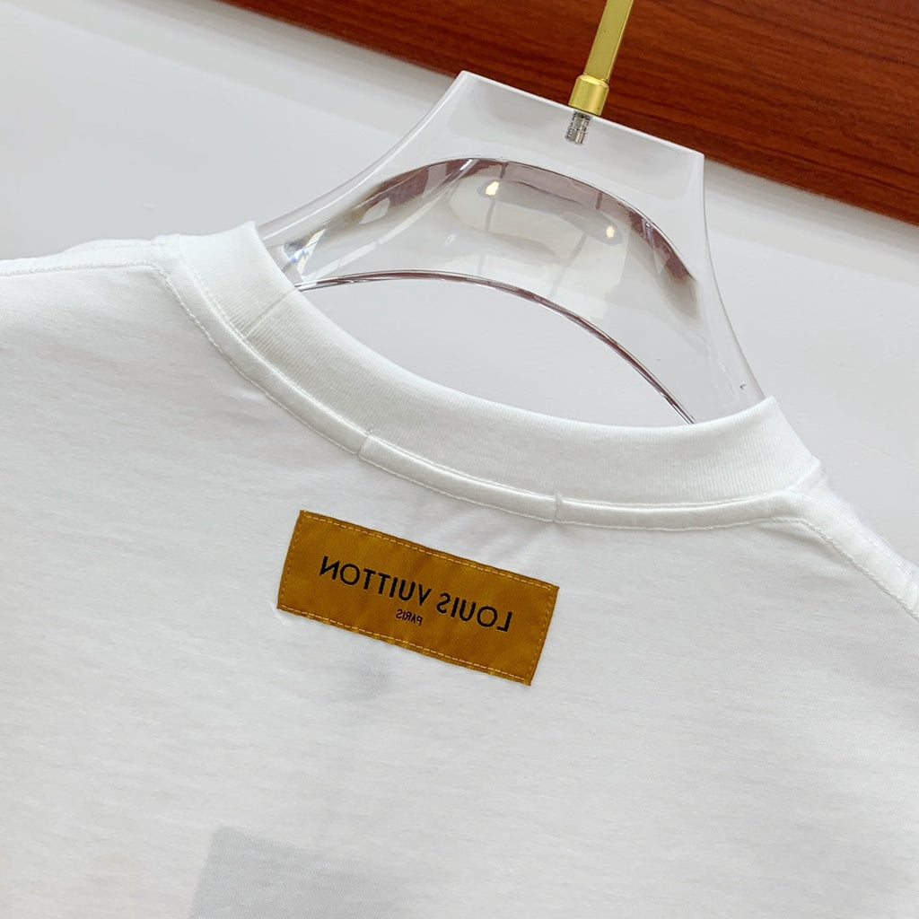 LV T-SHIRT IN WHITE PURE COTTON CLASSIC LOGO PATTERN 238880