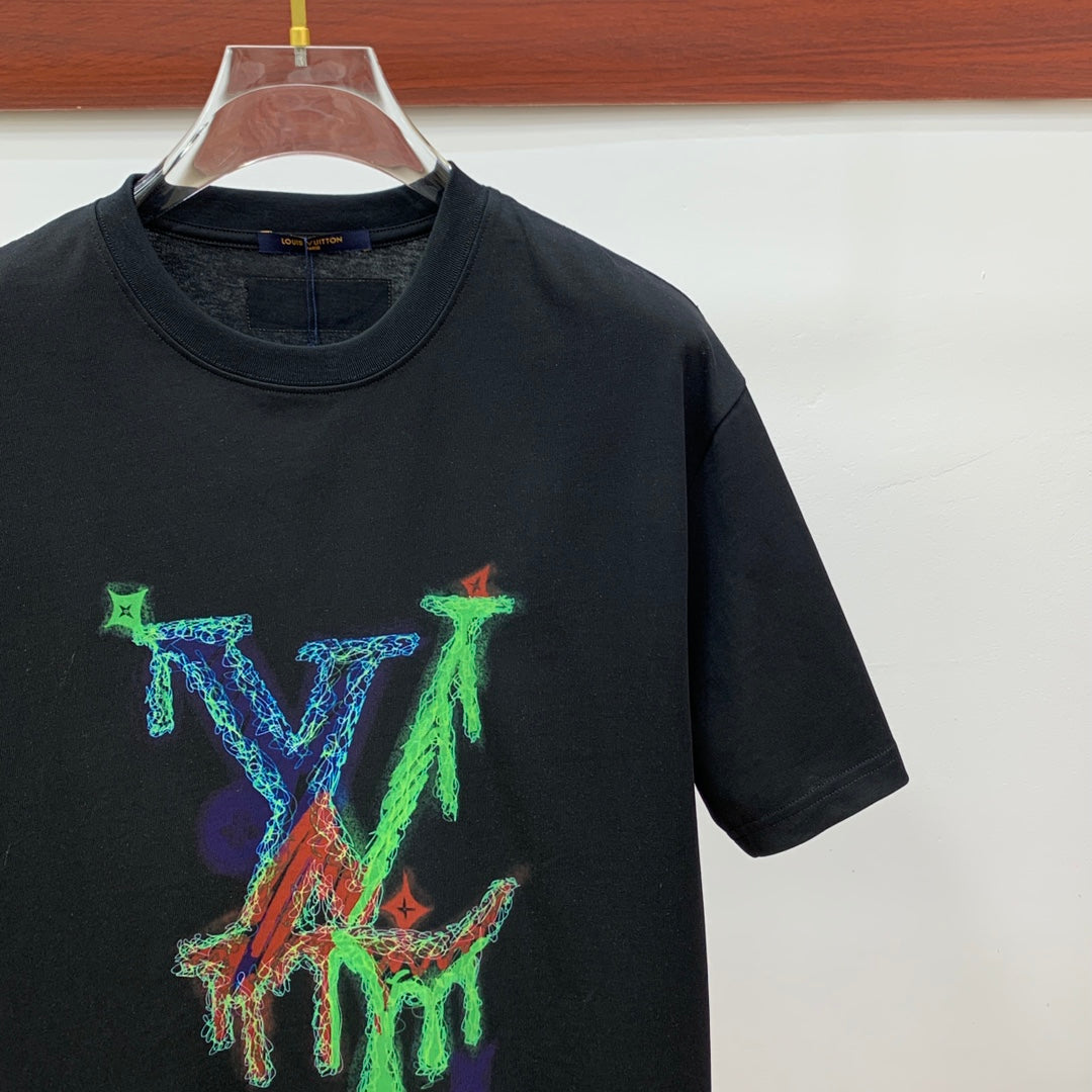 LV T-SHIRT STYLIZED LOGO IN BLACK COTTON 238875