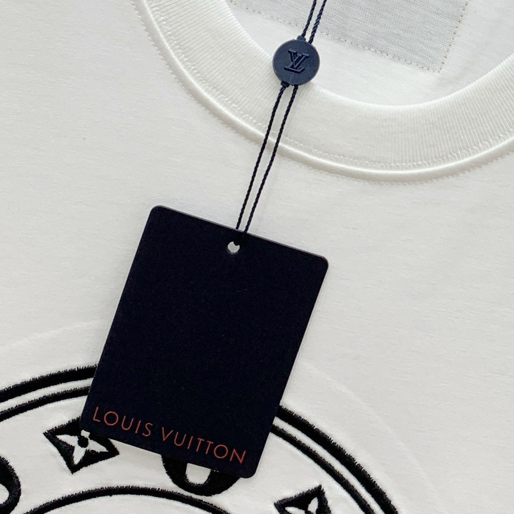 LV T-SHIRT IN WHITE PURE COTTON EMBROIDERED LOGO 238888