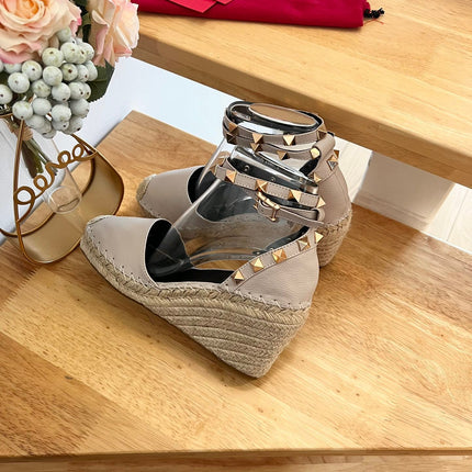 VALENTINO 26S WEDGE SHOES IN BEIGE CALFSKIN