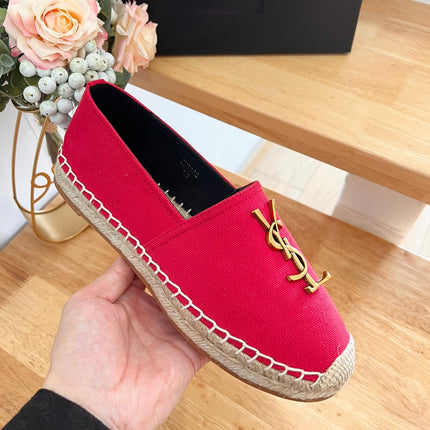 SL YVES LOGO SLIP ON RED CANVAS