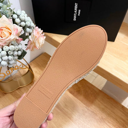 SL YVES LOGO SLIPPER BLACK AND WHITE CALFSKIN