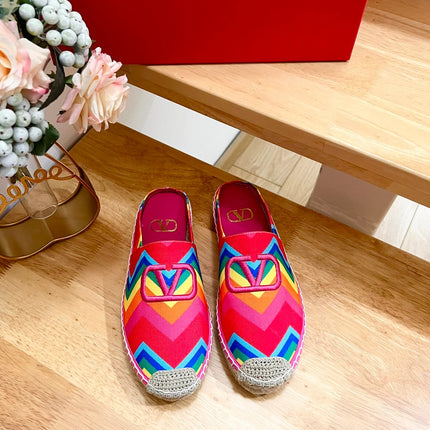 GARAVANI PRINTED COLORFUL CANVAS MULE WITH EMBROIDERED LOGO