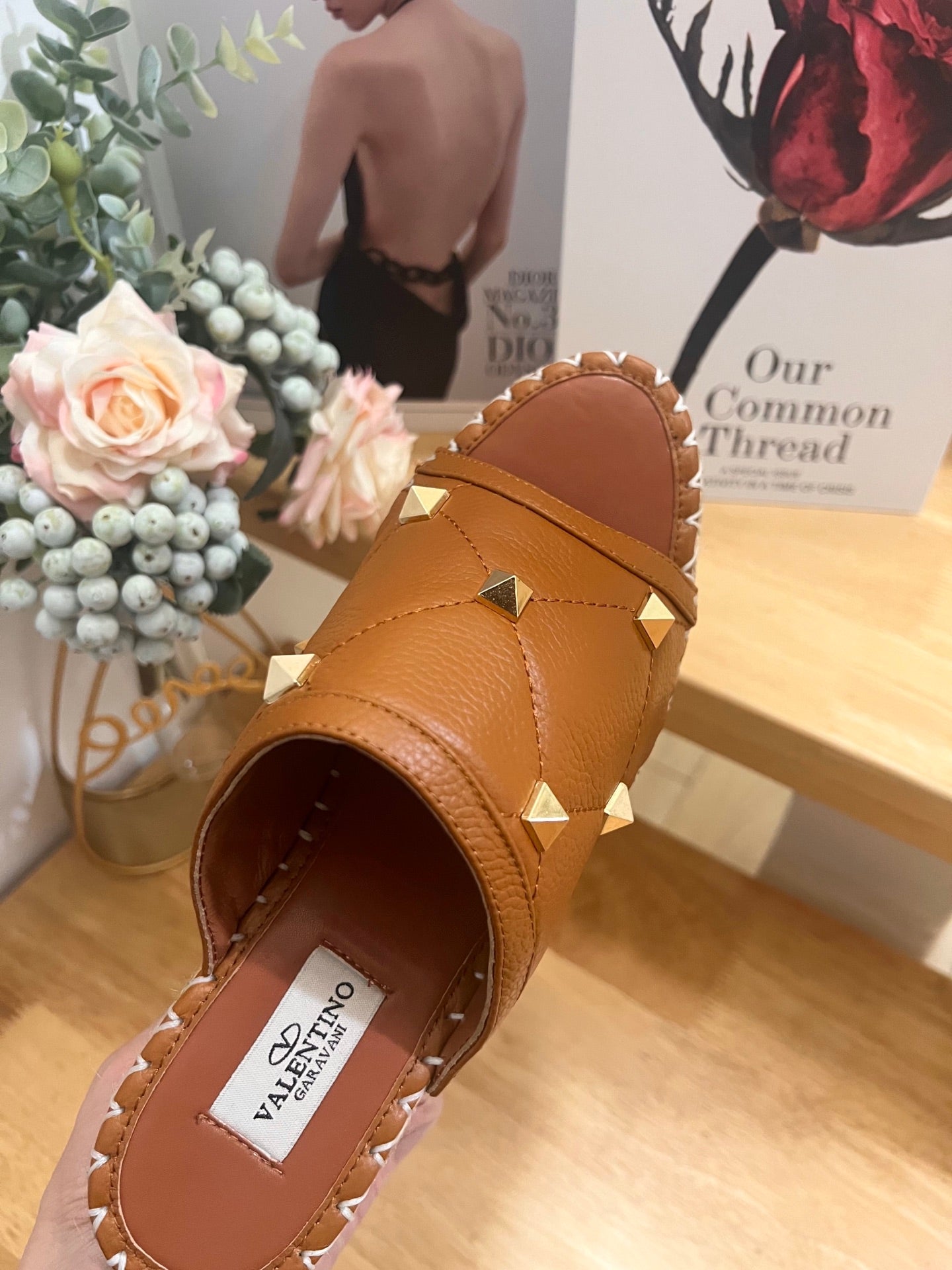 VALENTINO 26S WEDGE SANDALS IN BROWN CALFSKIN