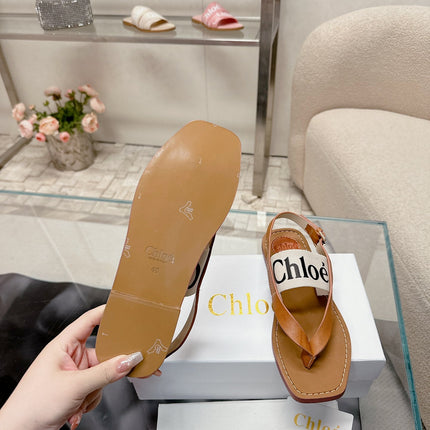 THONG SANDALS IN CINNAMON BROWN CALFSKIN AND WHITE CANVAS