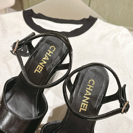 CC HIGH SANDAL BLACK CALFSKIN