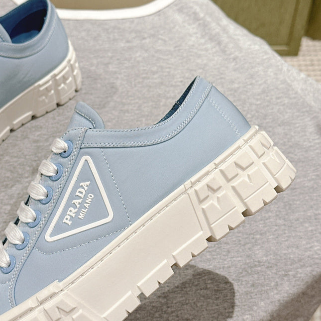 PRA DOUBLE WHEEL RE-NYLON GABARDINE SNEAKERS SKY CALFSKIN