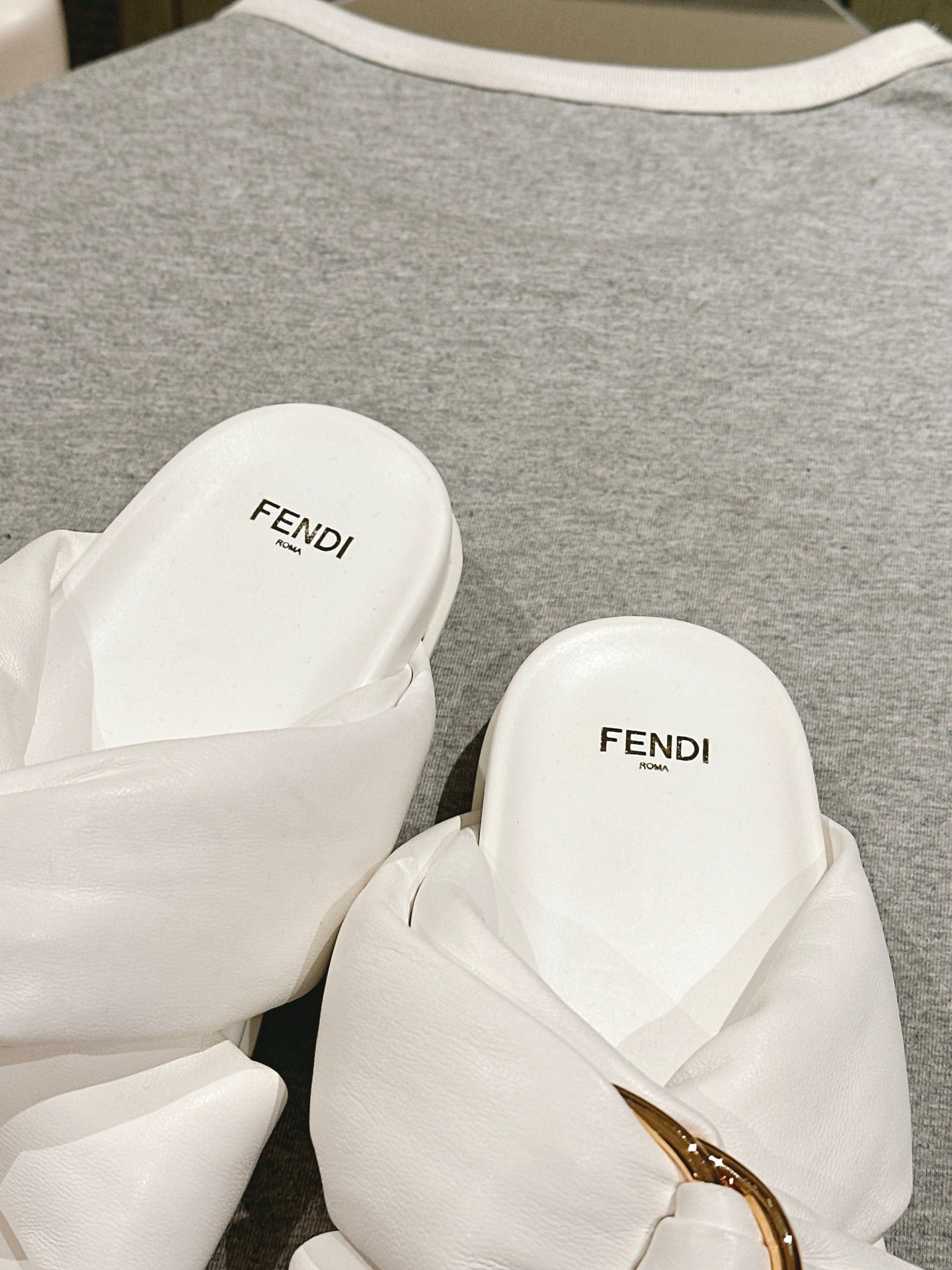 FENDI 26S WIDE CROSS-STRAP SANDALS IN WHITE LAMBSKIN