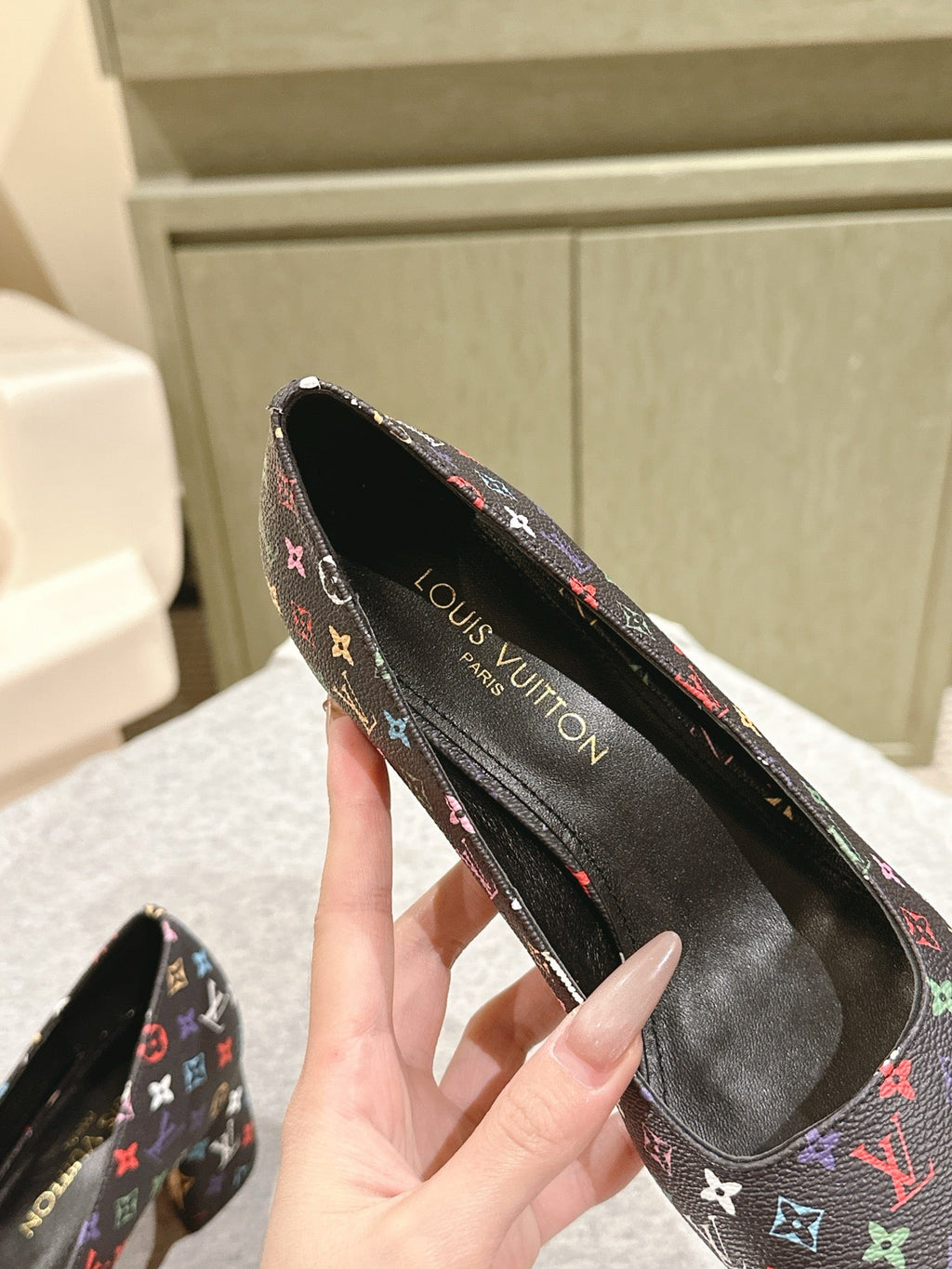 SWING HIGH PUMP 55 MM IN BLACK MONOGRAM CALFSKIN